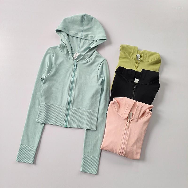 

Active Shirts 2023 Women Hoodie Sports Jacket Long Sleeve Yoga Shirt Winter Gym Top Running Coats Zipper Fitness Clothing, Black
