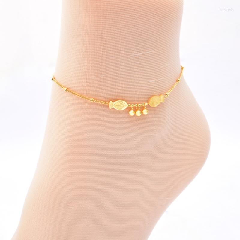 

Anklets 316L Stainless Steel Fashion High-end Jewelry Beaded Qelicate Sculpture Fish Small Goldfish Charm Chain Anklet For Women