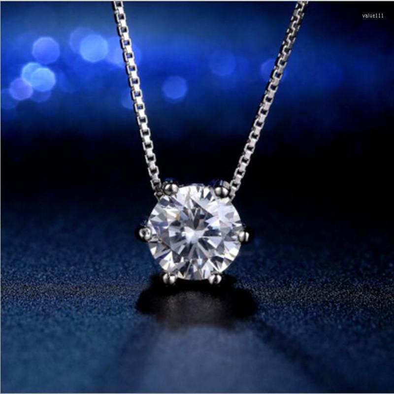 

Pendant Necklaces Personality Single Crystal Clavicle Chain Female Fashion Silver Plated Jewelry Simple Temperament XL025