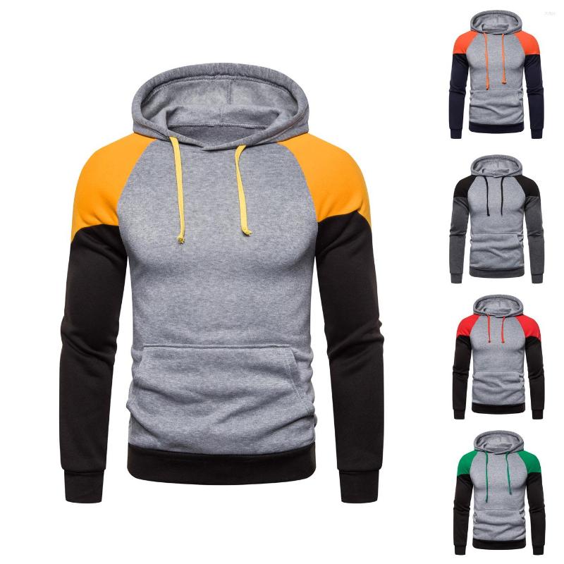 

Men's Hoodies ZOGAA Casual Coat Pullovers Trendy Fashion Loose Contrast Color Men Hooded Crewneck Cotton Sweatshirts Streetwear, Black