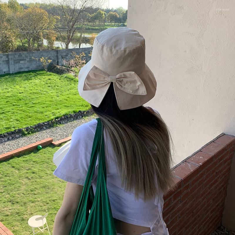

Berets Summer Autumn Bowknot Foldable Panama Bucket Hat Women Outdoor Ladies Fishing Hunting Tourism Cap Lady Sun, Khaki