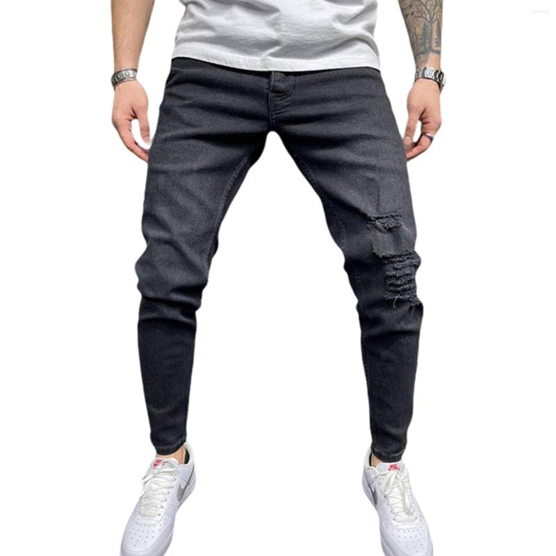 

Men's Jeans Luxury Quality Men's Slim Pants Brand Mens Straight Black Scratched For Men Plus Size