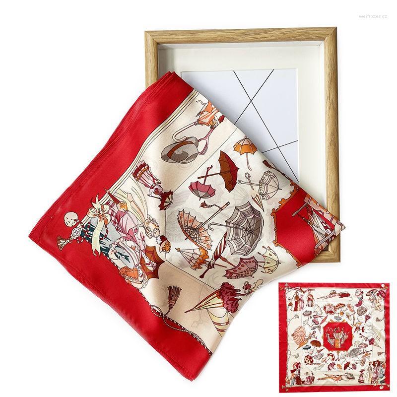 

Scarves 53cm Luxury Silk Satin Square Scarf Women Print Neck Tie Female Hair Hand Weist Bandana Headkerchief Shawl Hijab