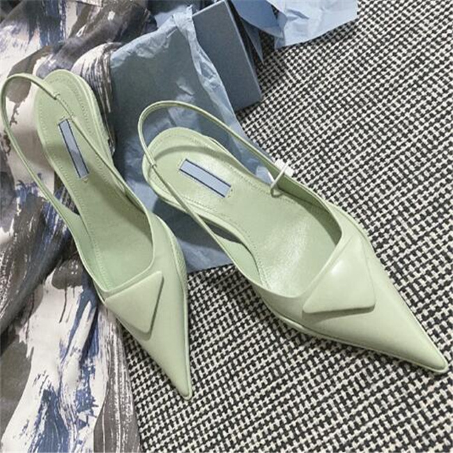 

Luxury Designer Original Models Brand Pointed Sandals Latest Womens Genuine Leather Shallow Mouth High Heels Sandal Dress Shoes, Green