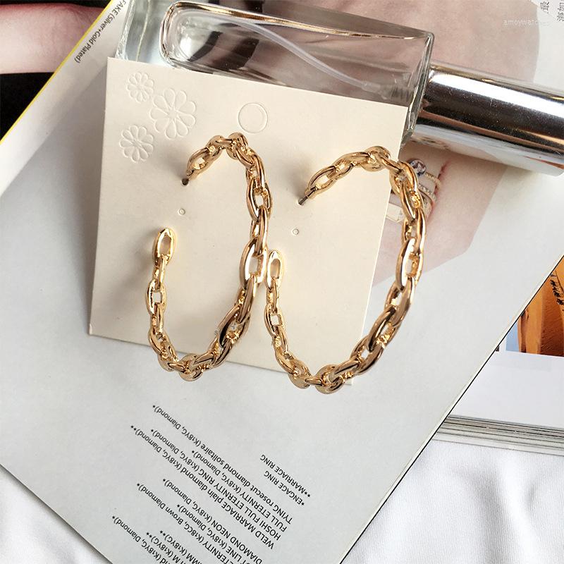 

Hoop Earrings Exaggerate Gold Chains Metal For Women Punk Big Circle Loop Female Brincos Street Fashion Jewelry