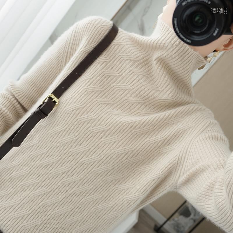

Women' Sweaters Women' 21 High-neck Cashmere Sweater Long-sleeved Pullover Women Loose Lazy Drawstring Thin Knit Base, Ivory