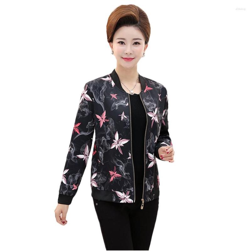 

Women's Jackets 2023 Middle Aged Women's Clothing Spring Autumn Short Coat Mother Printed Zipper Small Windbreaker Jacket Outerwear X962, Xiu hua an hong