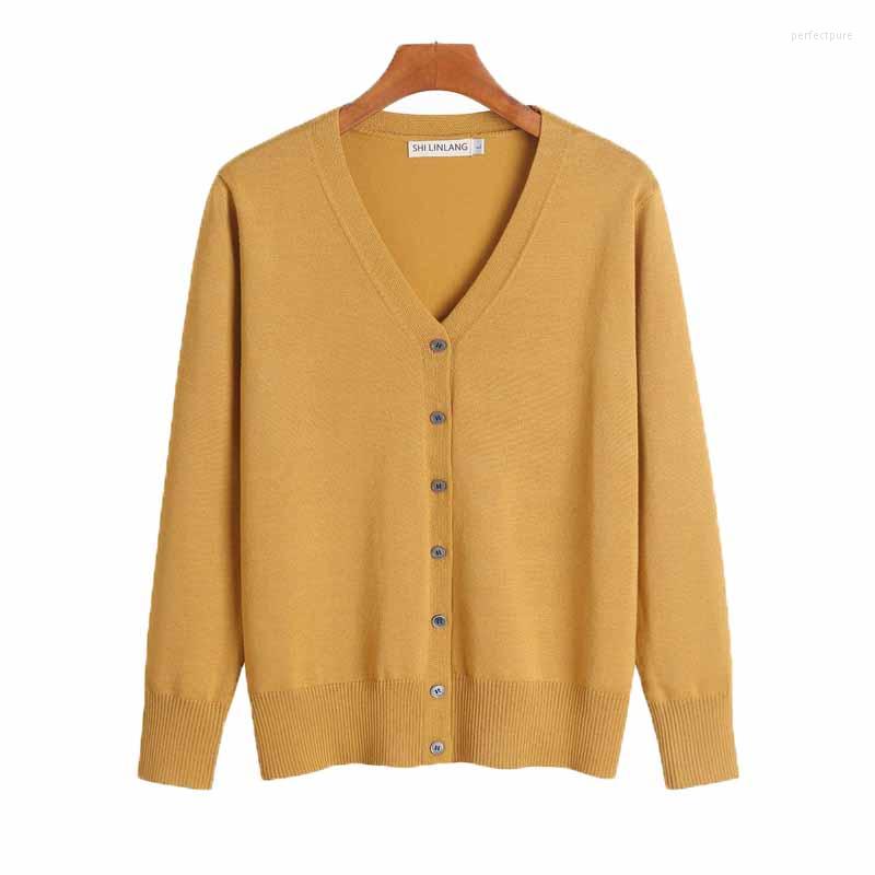 

Women's Knits 2023 Women's Knitwear Cardigans V-Neck Long Sleeve Sweaters Large Size Autumn Casual Button Loose Soft Solid Short Jackets, Champagne