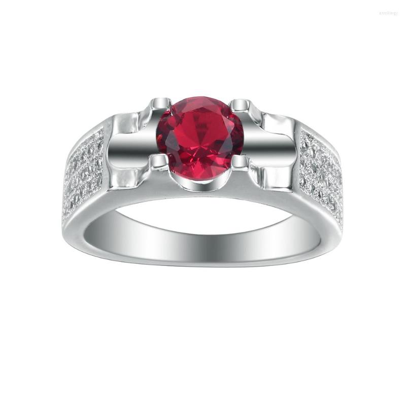 

Wedding Rings 2023 Fashion Silver Plated Red Zircon Jewelry For Women Party Engagement Accessories Trendy Summer Design