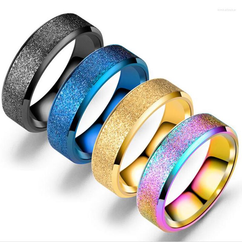 

Wedding Rings Romantic 6mm Sand Stainless Steel Ring Colors Original Fashion Matte Couple For Women Men Bague Homme Ringen