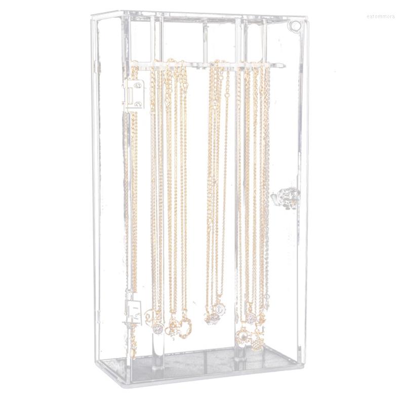 

Jewelry Pouches Acrylic 24 Hooks Rotation Necklace Display Stand Pendant Organizer Holder Dust-Proof Box