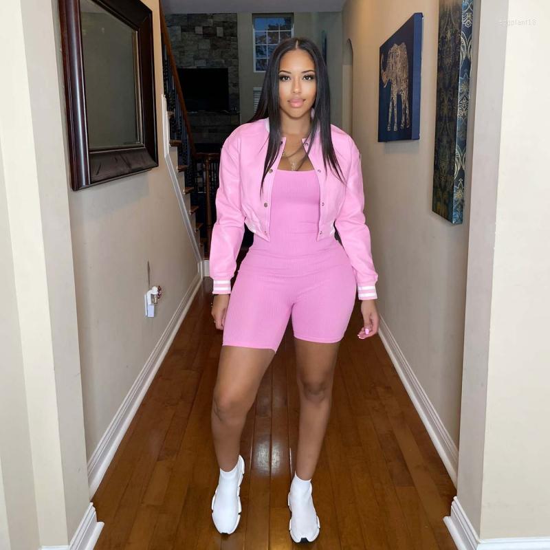 

Women' Jackets Sunny Stretchy PU Leather Bomber Jacket Women Autumn Long Sleeve Buttoned Short Cardigan Coat Fashion Casual Baseball, Blue