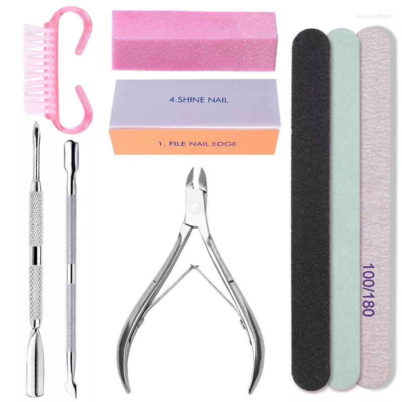 

Nail Art Kits 2023 Set Sand Files Buffer Sponge Block Brush File Kit With Cuticle Nipper Professional UV Gel Polish Tool