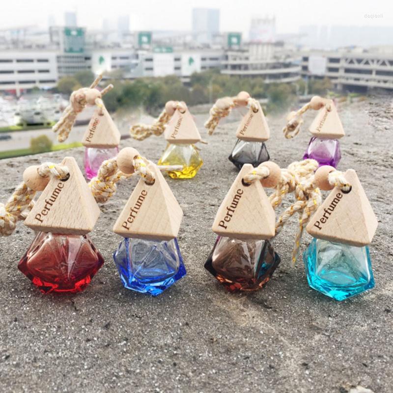 

Interior Decorations Car Diamond Shaped Perfume Empty Bottle Air Freshener Fragrance Diffuser Glass Portable Pendant Ornamentddd