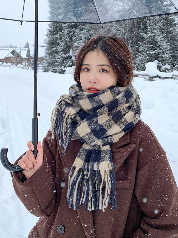 

Scarves Imitation Cashmere Women Scarf Winter Preppy Style Bird Lattice Pashmina Mujer Foulard Bufanda Wrap Shawl