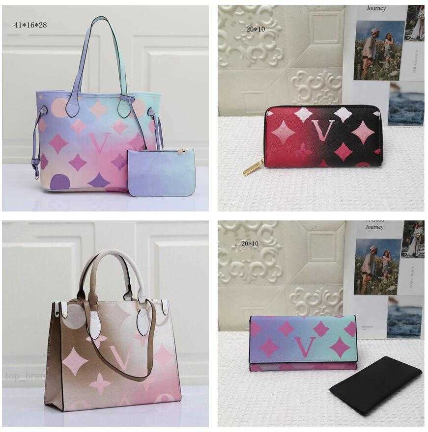 SPRING Sunrise Pastel Classic 2pcs set Totes composite Bags Gradient Women on Designer Shoulder the Handbag Purse Go Tote IN THE CITY case-image-833356483