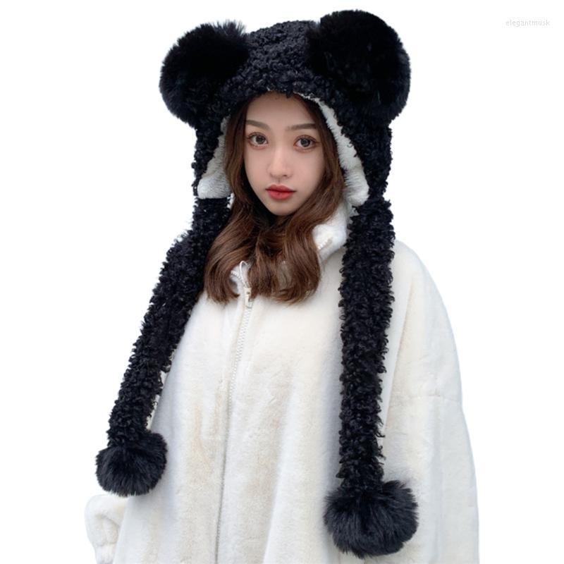 

Scarves Hooded Scarf Winter Hat Set For Women One Piece Bear Ear Cute