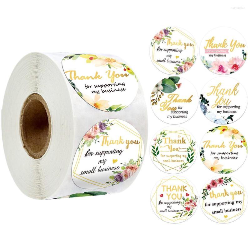 

Jewelry Pouches Thank You Sticker Gold Foil Sealing Labels 500pcs/roll 1 Inch Floral Tags For Supporting Business Gift Box Package Decor