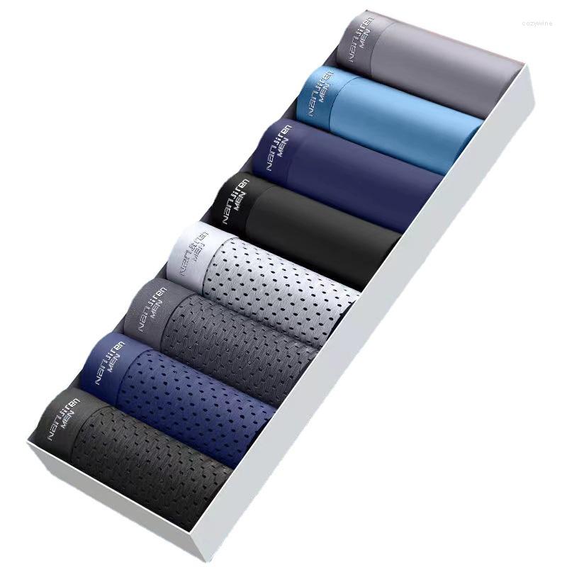 

Underpants 2023 Men's 8PCS/Lot Underwear Men Ice Silk Boys Boxers Ultra Light Thin Breathable Ventilation L-5xl, Blue
