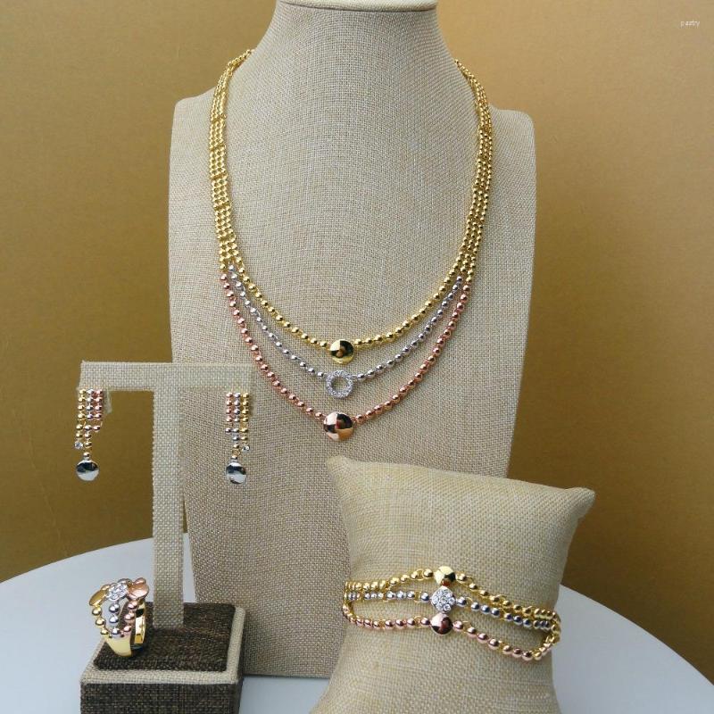 

Necklace Earrings Set Yuminglai 2023 Luxury Dubai Women Fashionable And Elegant Three Colors African FHK5531, Picture shown