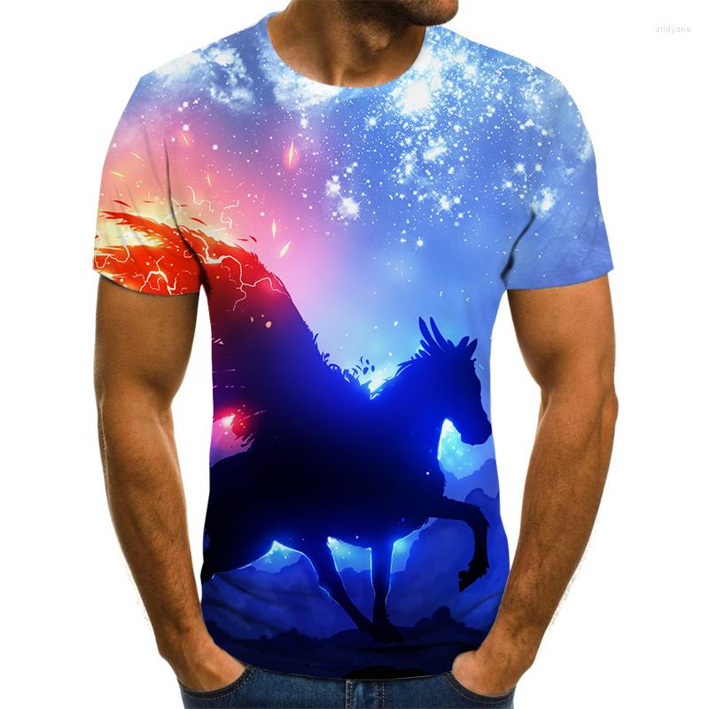 

Men's T Shirts Summer Style 3DT Shirt Male Personality Science Fiction Animal 3D Printing Short-sleeved T-shirt Flying Horse, Txu-8306