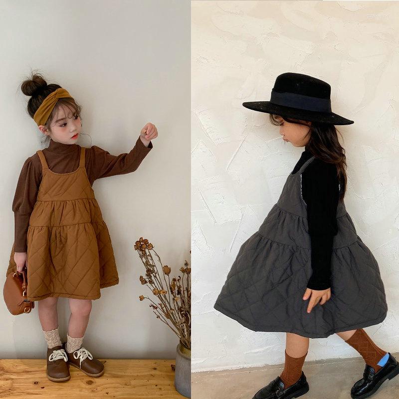 

Clothing Sets Kids Girls Turtleneck Basic Shirt And Thicken Dress Set 2023 Autumn Winter Fashion Children Elegant #9273, Coffee