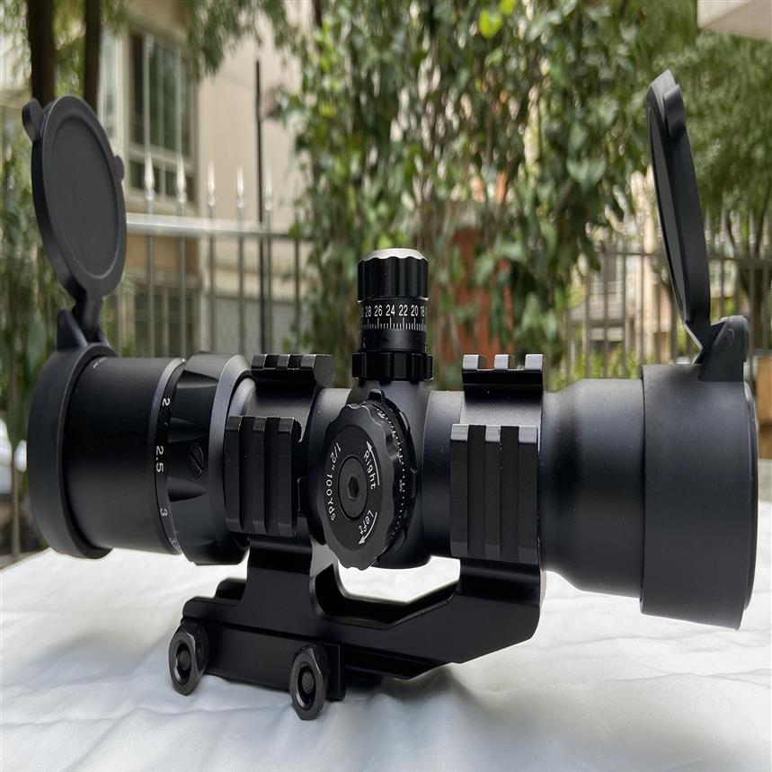 

1 5-4X30 Tri-Illuminated Mil Dot Horseshoe Chevron Reticle Scope with Locking Turrets241R