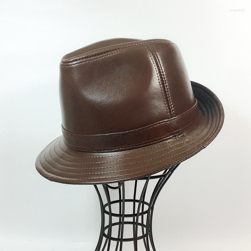 

Berets Men British For Fedora Caps Women Street Catwalk Models Genuine Leather Top Hat Male Hip-Hop Jazz Cowboy Hats Cylinder Chapeau, Black