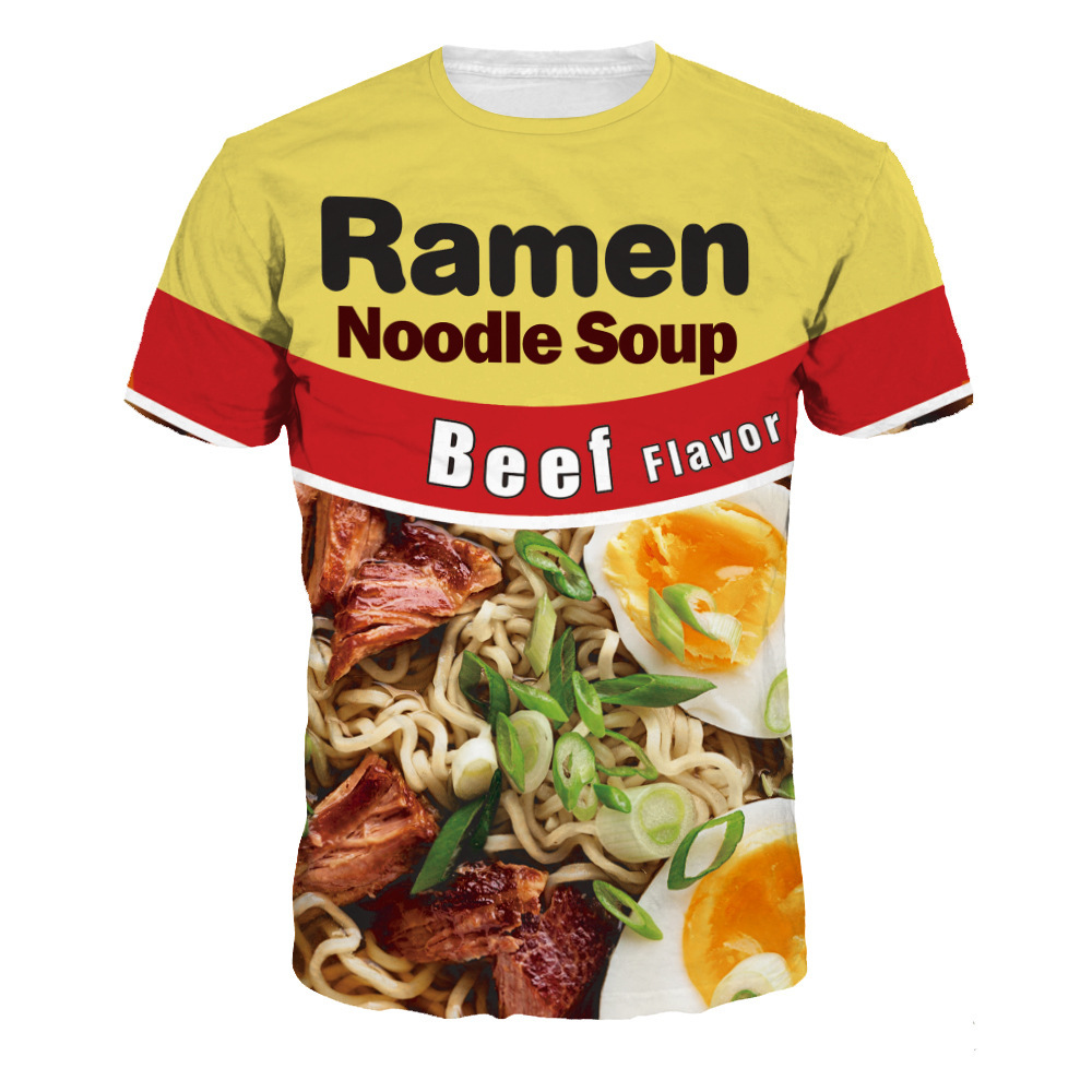 

Hip Hop Sportwear Punk Casual Loose Track Autumn Men Cool Print Ramen Burger with Fries 3d T-shirt 001, Color of picture