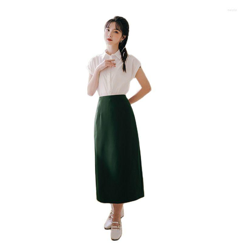 

Skirts 2023 Spring And Summer Skirt Suit High Waist Self Cultivation Green, Picture color