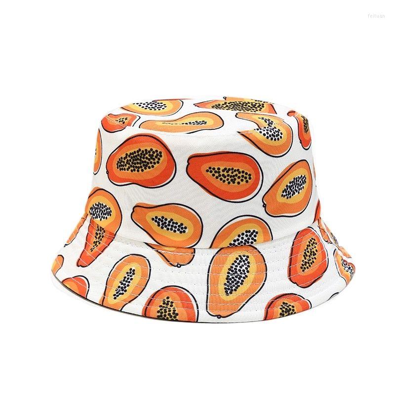 

Berets 2023 Spring Bucket Hat For Men Summer Sun Printed Avocado Patten Double-sided Sunscreen Fisherman's Caps Casquette, White
