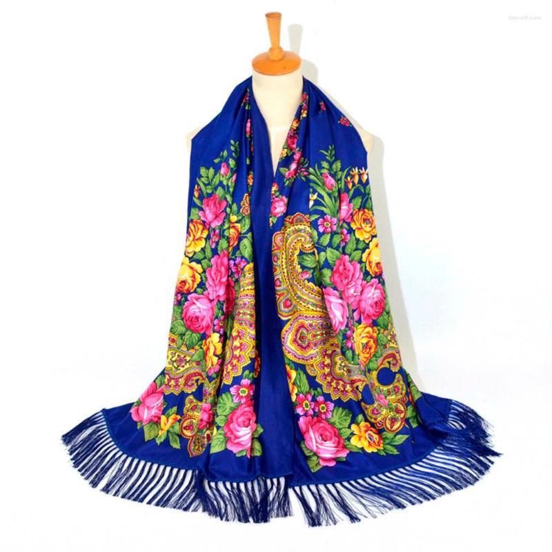

Bandanas Bohemian Scarfs Women Lady Vintage Flower Print Tassel Scarf Wrap Shawl Travel Scarves Femme Bufanda Mujer
