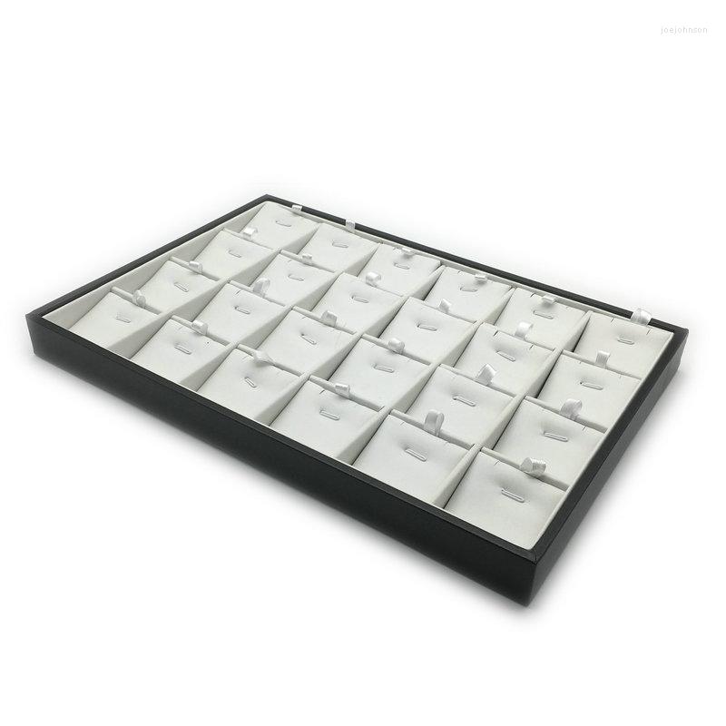 

Jewelry Pouches 24 Lattice Display Tray Necklace Holder Pendant Storage Box Ring Earring Case Bracelet Organizer Bangle Showcase Z-101