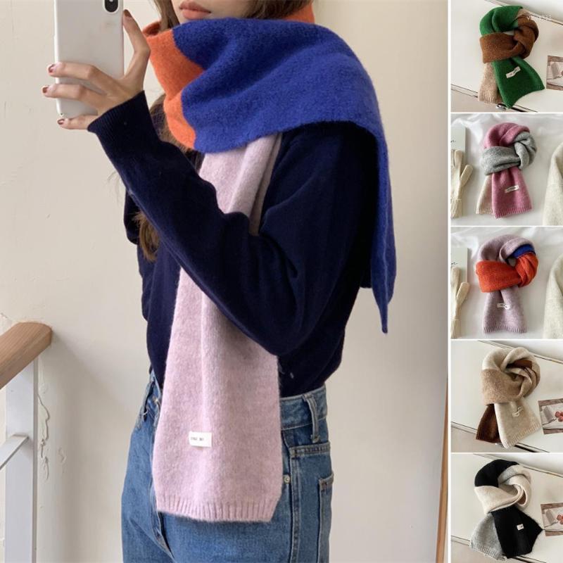 

Scarves Thermal Scarf Soft Patchwork Color Winter Windproof Autumn Knitted Women Neck Wrap For Lady