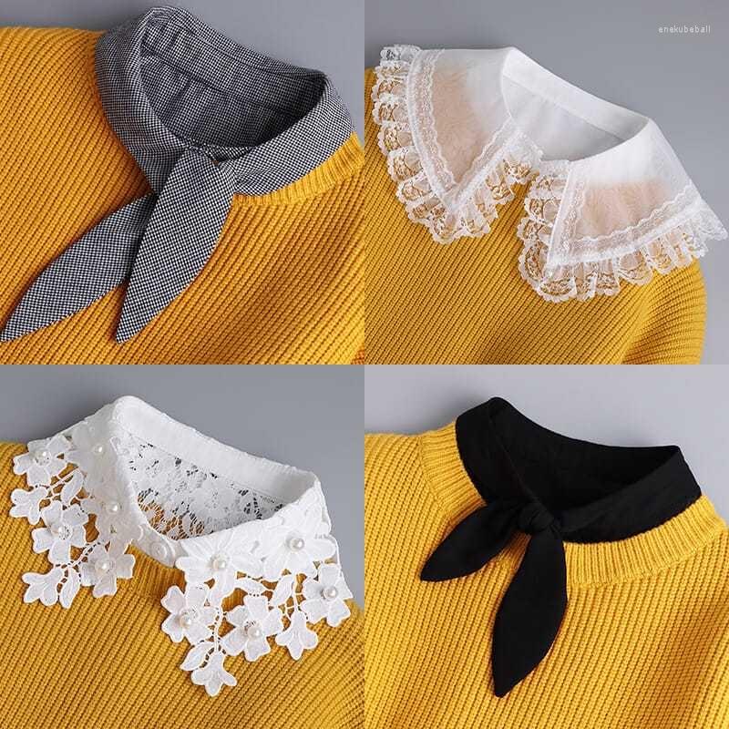 

Bow Ties False Collar Women Versatile Autumn Winter Sweater Adornment With Temperament White Shirt