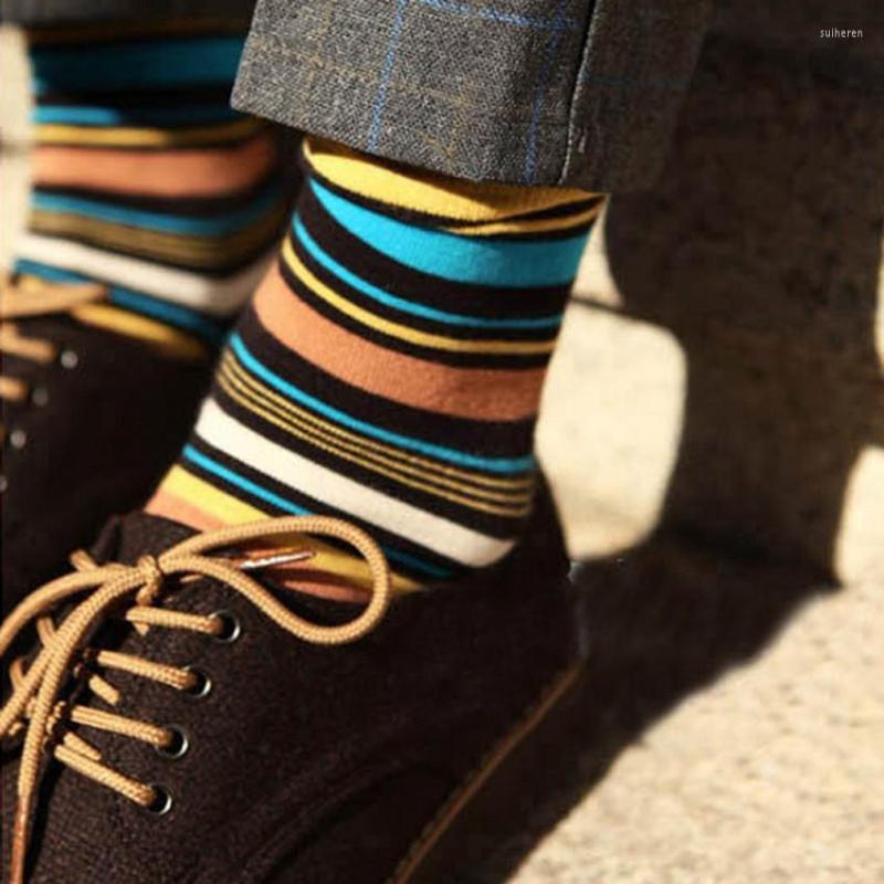 

Men's Socks 5 Pairs Mens Mid Crew Novelty Pattern Stripes Set Of Assorted Colors, 5pairassorted