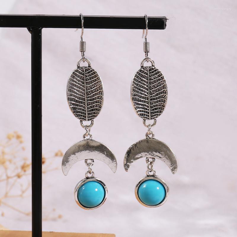 

Dangle Earrings Trendy Silver Color Women's Green Stone Hoop Drop For Women Bohemia Engagement Party Jewelry