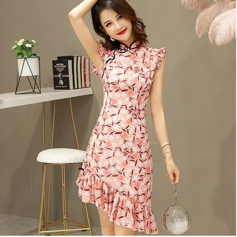 

Ethnic Clothing Chinese Dress Qipao Woman Print Sundress 2023 Summer Style Fashion Cheongsam Vintage Sweet Improved Qi Pao Vestidos 12088