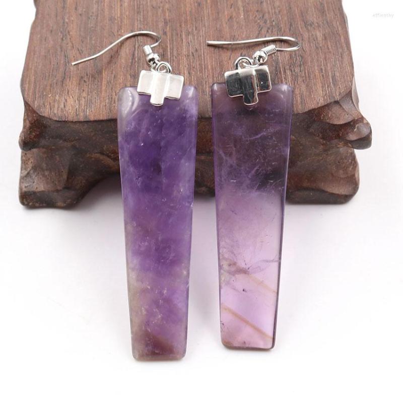 

Dangle Earrings Natural Stone Drop Geometric Trapezoid Silver Plated Boho Bohemian Style Earring For Women Girls Charms Jewerry