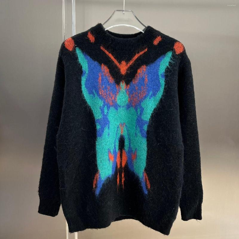 

Men' Sweaters Men' Original Mohair Famous Sweater High End Butterfly Pattern Design Pullover Quality Luxury Crew Neck Brand, Black