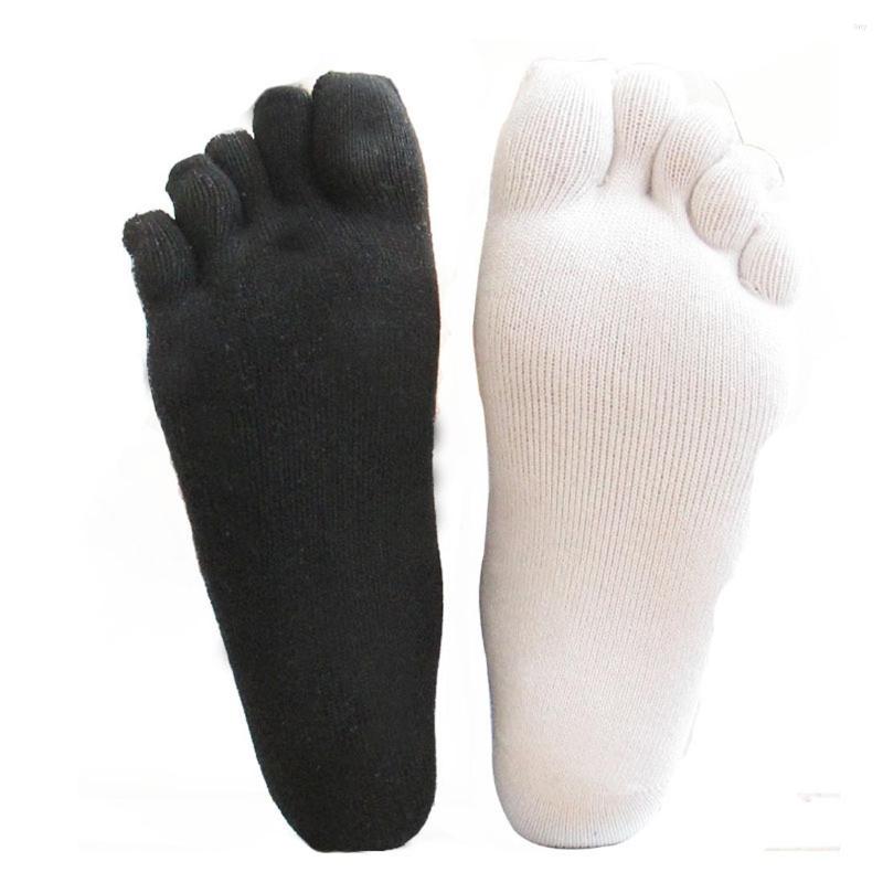 

Men's Socks 1 Pair Fashion Winter Autumn Warm Comfortable Unisex Five Finger Pure Soft Cotton Solid Color Toe, Black