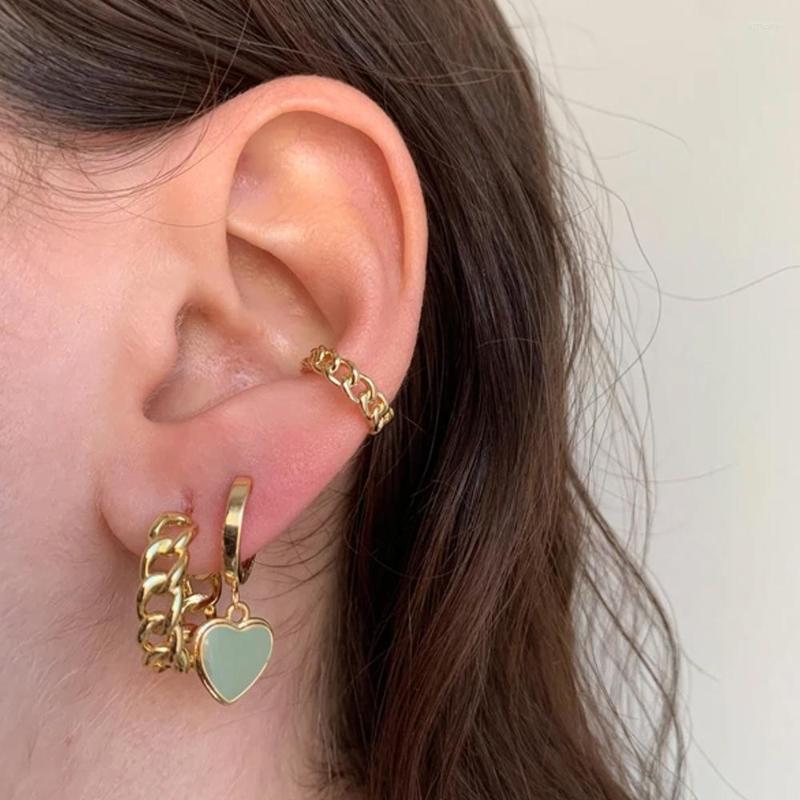 

Hoop Earrings Fashion Macaron Grass Green Color Heart Simple Cute Dangle For Women Girls Summer Jewelry Gift