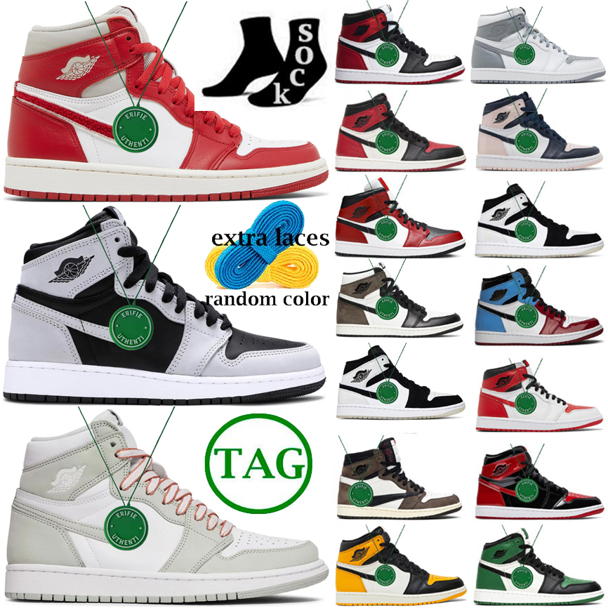 

University Blue 1 Og Basketball Shoes Jumpman 1S High Dark Mocha Unc Light Smoke Grey Hyper Chicago Patent Bred Royal Toe Stage Haze Men Women Trainers Sneakers 36-47, Color #48
