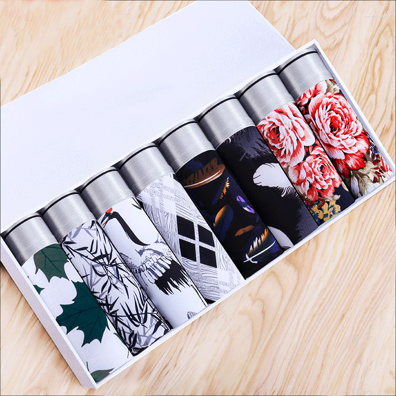 

Underpants 8Pcs/Lot Men's Printed Underwear Shorts Convex Bag Sexy Comfortable And Breathable Boxer, 8pcs 8-4