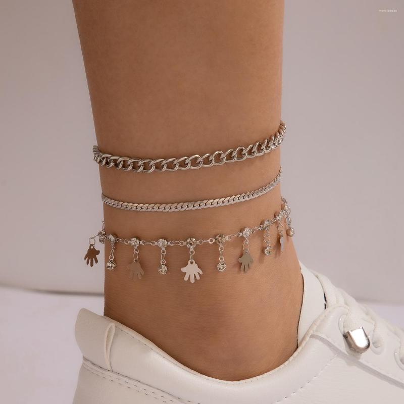 

Anklets Bohemia Silver Color Geometry Set Female Rhinestone Tassel Beach Vacation For Women Trendy Jewelry 16702