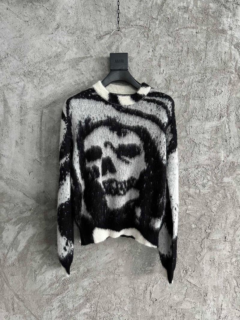 

Men' Sweaters Men Round Neck Skull Wool Mohair Pull Over Sweater, Picture shown
