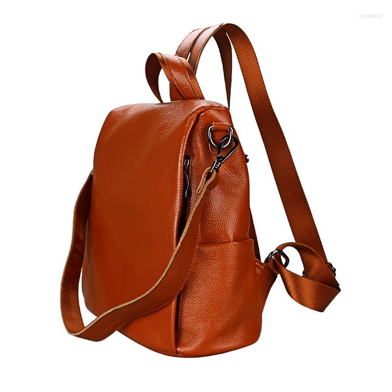 

School Bags RanHuang Women Genuine Leather Backpack Casual High Quality Cow For Teenage Girls A1606, Black