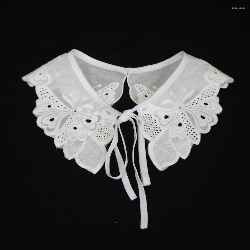 

Bow Ties White Cotton Lace Fake Collar Doll False Decorative Floral Embroidery Detachable Collars Women Clothes Accessories