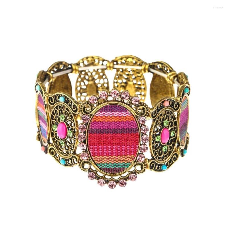 

Link Bracelets Vintage Turkish Ethnic Gold Silver Colorful Bead Charm Bracelet For Women Antique Crystal Bohemia Bridal Wedding Jewelry