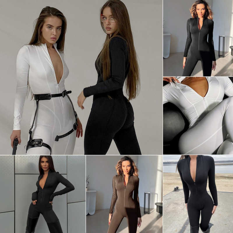 

Women Jumpsuits Designer 2023 New Sexy Knitted Round Neck Zipper Long Sleeve Winter Splicing Sports Slim Casual Jumpsuits 3 Colours, Mix colours